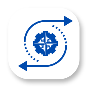 directional arrows moving around a compass